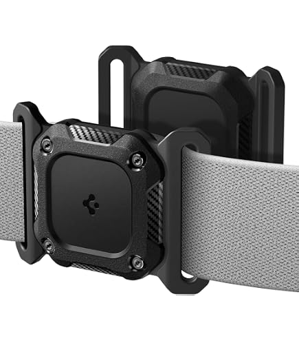 Coque Spigen Tag Armor 2 Pour Apple AirTag (2021) - 3 Sangles Silicone Incluses, Noir Carbone