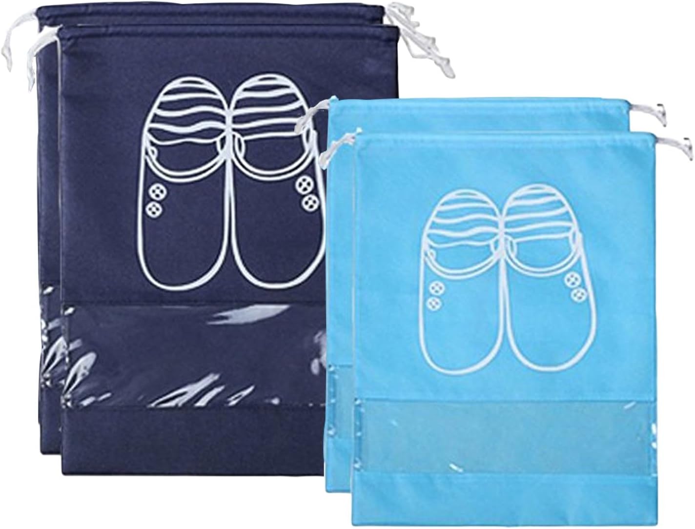 YAMIU Travel Shoe Bags Set of 4 Waterproof Nylon with Zipper for Men & Women, Black: Sports & Outdoors