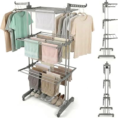 Rainberg 4-Tier Extra Large Clothes Drying Rack with Wheels