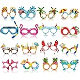 Vinsot 32 Pcs Mardi Gras Beach Pool Party Eyeglasses Decor Luau Paper Glasses Bulk Funny Hawaiian Sunglasses Frame Tropical Pool Props Photo Booth Props for Luau Carnival Beach Party Favors Supplies