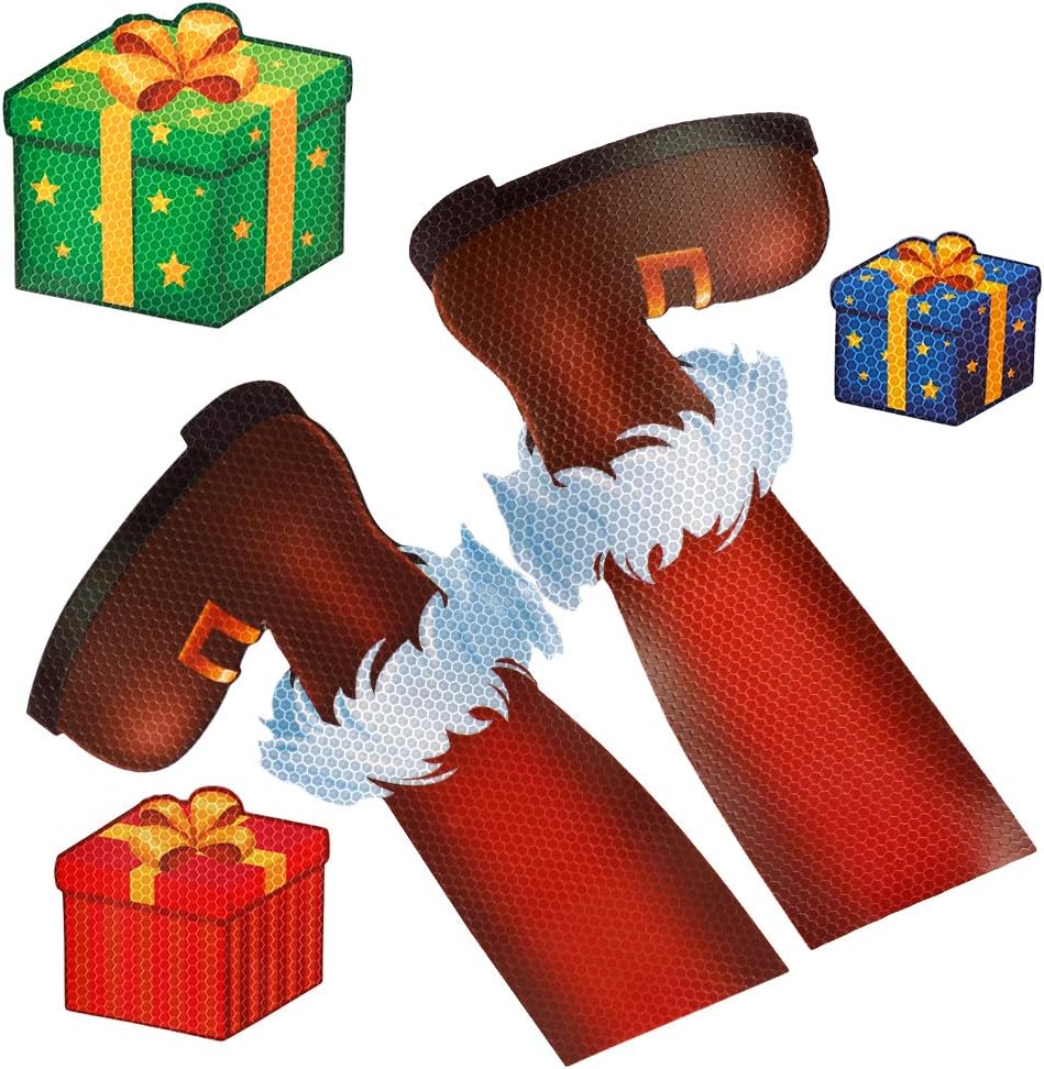 D-FantiX Santa Legs Christmas Car Magnets Set, Fun Magnetic Christmas Decorations Reflective Holiday Magnets Decal for Fridge Refrigerator Garage Door Mailbox Vehicle Truck