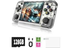 WESICH RG35XX H Retro Game Console,3.5 Inch IPS Screen Built-in 64GB+128GB TF Card,with 3300mAh Battery Linux System Games Consoles,Support HD and TV Output Casual Game Console(White)