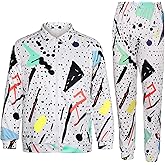 Arssm Retro 80s 90s Outfit Sets for Men Vintage Jacket and Joggers Sweatpants 80s Tracksuit Streetwear