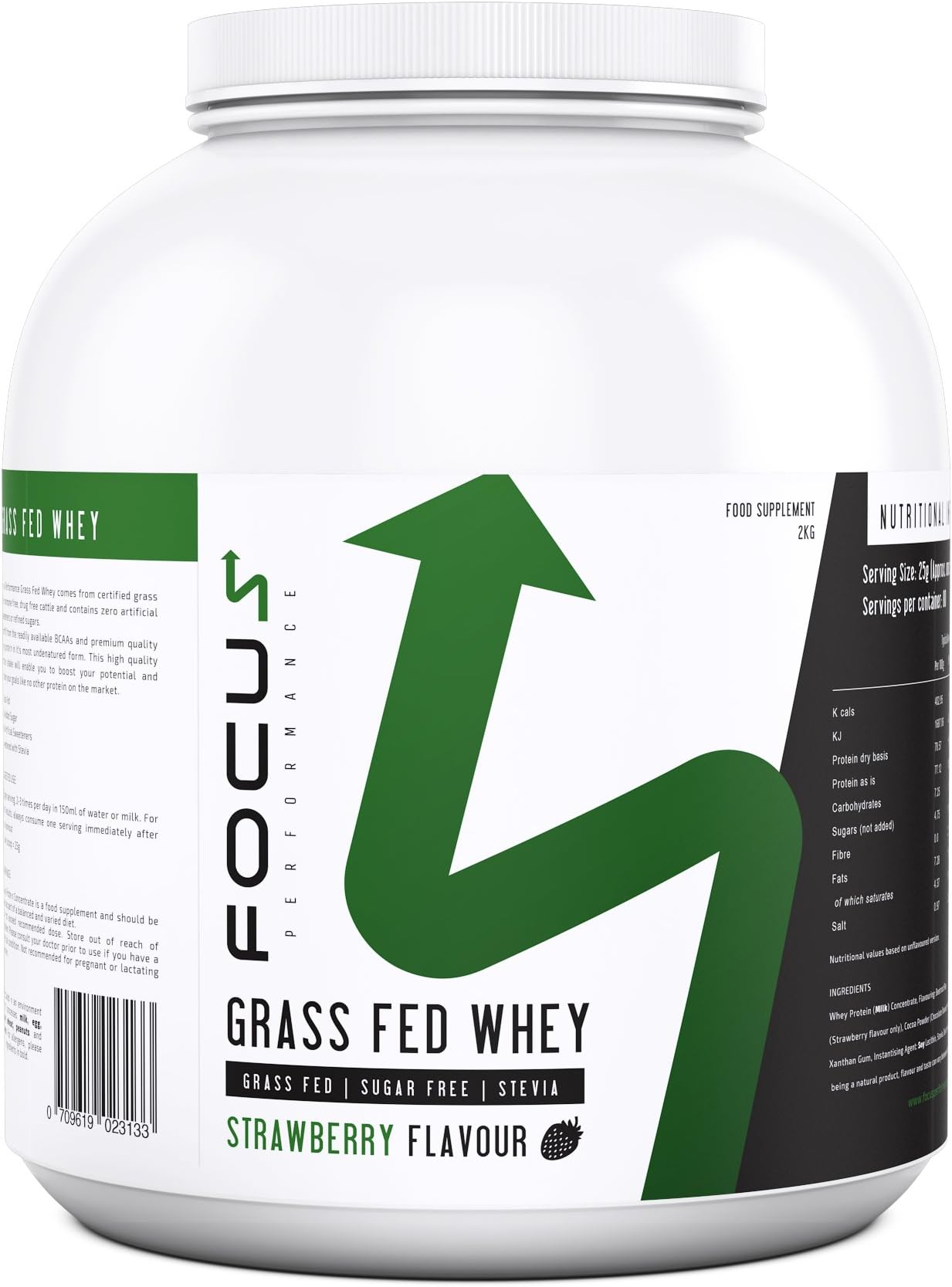 FP Grass Fed Whey Protein Powder | Low Calorie & Low Carb Protein Shake for Post Gym Workout & Muscle Building | No Artificial Sugars or Sweeteners | 80 Servings, 2KG (Strawberry)