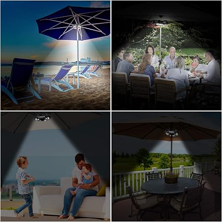 Amir Upgraded Patio Umbrella Light Cordless 20 Led Outer 8 Led Inter Night Lights 12 000 Lux Umbrella Led Light Battery Operated Umbrella Pole Light For Umbrellas Camping Tents Or Outdoor Use Amazon Com