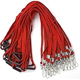 Bird Fiy Lanyards Safety Red Lanyards Neck Flat Premium Breakaway Badge Lanyard with J-Hook for ID Nametag Badge Holder (Red, 25 PCS)