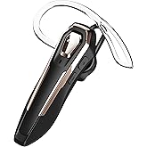 Single Ear Bluetooth Headset V5.4 Noise Canceling Microphone, Bluetooth Earpiece, 36Hrs Talk Time, Hands-Free Wireless Headset for Driving/Office/Business, Crystal Clear Calls, Lightweight (Gold)