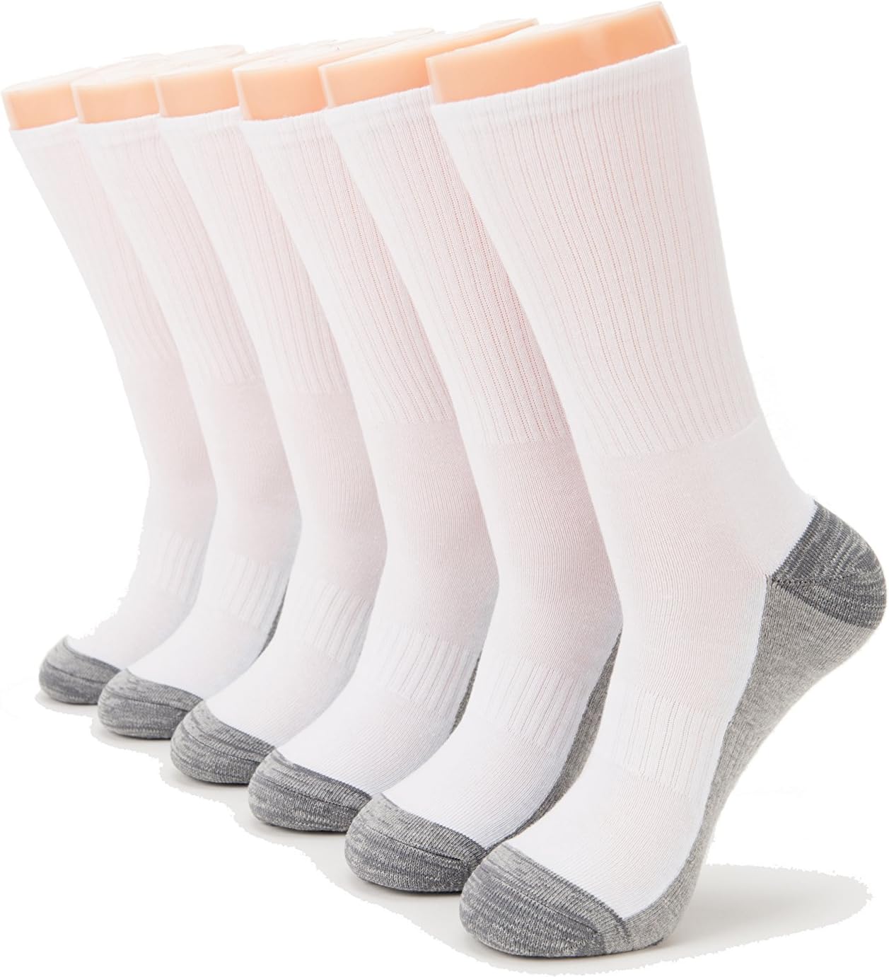 Homeyone Men's 6-Pack Ultra Comfort Cushion Crew Socks (White)