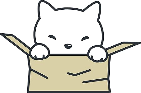 Amazon 可愛い可愛いスリーピーの猫 ボックス入り 絵文字 ビニールステッカー 4 Wide ホワイト ステッカー デカール 車 バイク