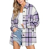 Beaully Women's Plaid Shacket Jacket Long Sleeve Button Down Flannel Shirts Fashion Jacket Fall Winter Clothes