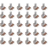 Taiss 30pcs 100K Potentiometer Variable Resistors 3 Terminals Linear Taper Rotary Audio B Type Potentiometer, Volume Control Potentiometer Shaft Length 15mm WH148 100K Ohm Potentiometer