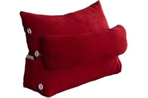 BAHULA Wedge Lumbar Pillow, Triangular Reading Pillow for Bed Sofa Backrest Support Cushion with Side Pocket Headboard for Re
