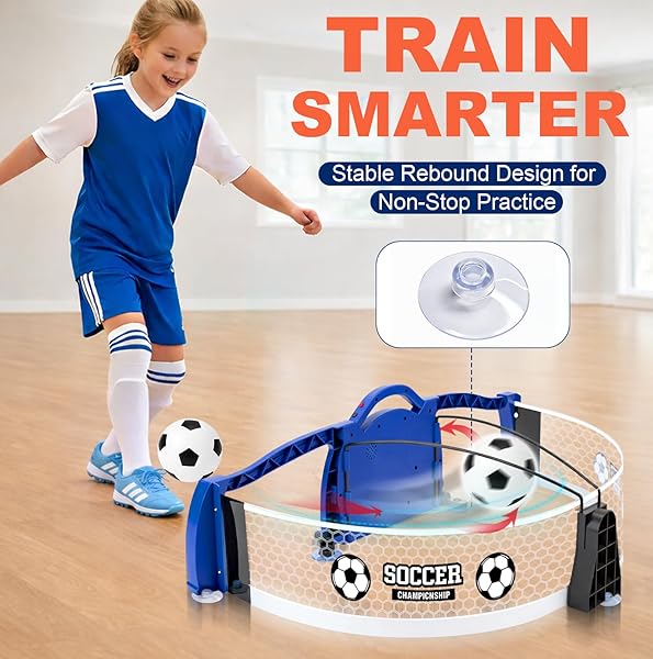 DREAMON KIDS SOCCER TRAINER – INDOOR SOCCER TRAINING EQUIPMENT FOR PARTIES & HOME PLAY, 2 GAME MODES WITH AUTO-SCORING, SOCCER TRAINING FOR FOOTWORK & REACTION SPEED, SOCCER GIFTS FOR 6+ YEAR OLD BOYS