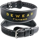 Genuine Leather Weight Lifting Belt, 4”& 6” Padded Lumbar Back Support, 10 Adjustable Holes, Gym Weight Belt Ideal for Deadlift, Powerlifting, Bodybuilding and Squat