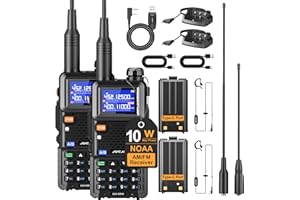 JUCJET 5RH Ham Long Range Radio 10W Radio (Upgraded of UV-5R), 999CH One Key Frequency Match, 2500mAh Battery Rechargeable Walkie Talkies, with Programming Cable, Earpiece, Type-C Charging(2 Pack)