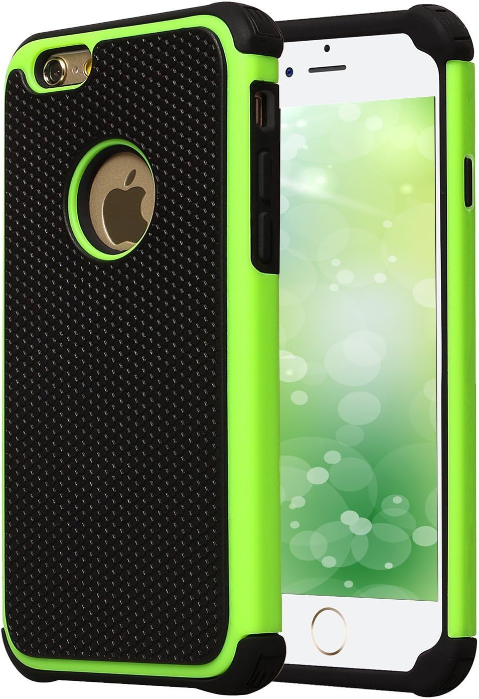 AGRIGLE Shock-Absorption Anti-Scratch Heavy Duty Dual Layer Protective Case Compatible iPhone 6 Plus / 6s Plus 5.5 in (Black Green)