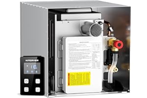 KINGRVER RV Tankless Water Heater - 65,000 BTU Instant Hot Water - 2.5 GPM Propane Gas - Camper Water Heater with Wired Controller - 12 V Consistent Temperature