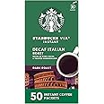 Starbucks VIA Instant Coffee Packets, Single Serve, Dark Roast Coffee, Decaf Italian Roast, 50 Packets