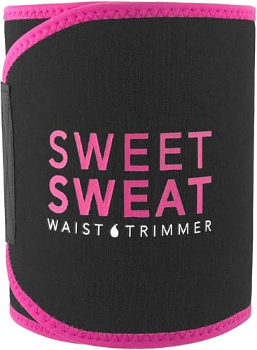 Sports Research Sweet Sweat Premium Waist Trimmer (Pink Logo) for Men & Women ~ Includes Free Sample of Sweet Sweat Gel!