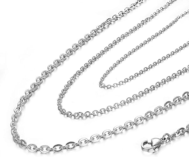 Amazon Yoursfs ネックレス チェーン メンズ 2本セット ステンレス 316l 平あずきチェーン シンプル 細め ネックレス レディース ちぇーん アクセサリー アレルギー対応 3mm 50cm ネックレス 通販