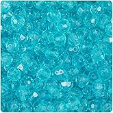BeadTin Light Turquoise Transparent 8mm Faceted Round Plastic Craft Beads (450pcs)