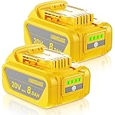 BATTOOL 2Pack Replacement for Dewalt 20V Max Battery 8.0Ah DCB200 DCB201 DCB205 DCB206 DCB207 DCB208 Compatible with Dewalt Battery 20V Cordless Power Tools