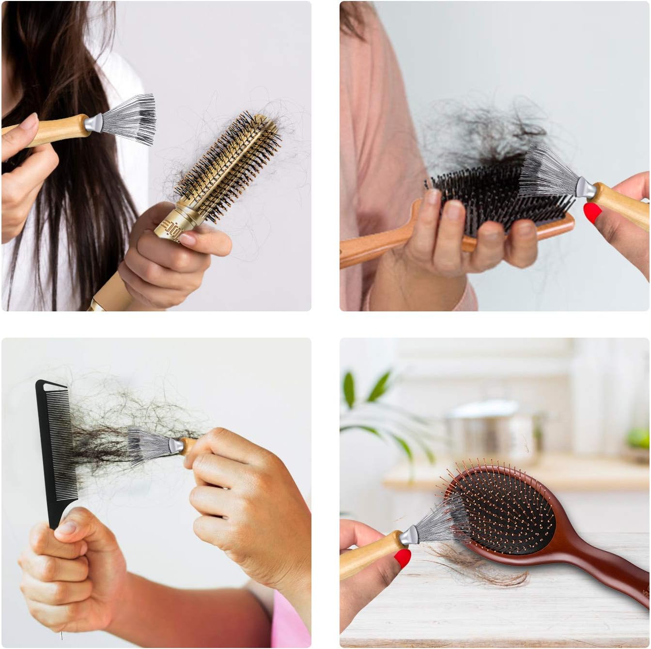 VICKYLEE Hair Brush and Comb Cleaner,hairbrush remover with Metal Wire