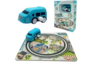 Boersma Mini Educational City Wind Up Cars for Kids and Toddlers, Puzzle Wind-Up Toys for Baby, Baby Toys Cars and Trucks for 3+ Year Children,Early Educational Toys Vehicles for Boys and Girls