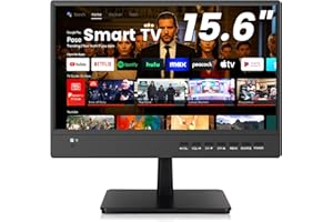 othoig 15.6 Inch Small Smart TV Full HD 1080P IPS,Compact Flat Screen Smart TV with Built-in APP,Digital ATSC Tuner,HDMI/USB/VGA Inputs,12V Car Charger Small Smart tv for Kitchen,Bedroom,RVs,Camper