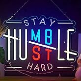 Hustle Neon Sign Humble Neon Sign for Wall Decor Stay Humble Hustle Hard USB Dimmable LED Neon Lights for Boys Girls Room Office Gameroom Men Cave Holiday Birthday Christmas Gift