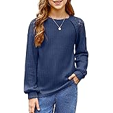 blibean Tween Girls Fall Shirts Long Sleeve Lace Tops Size 6-15 Years