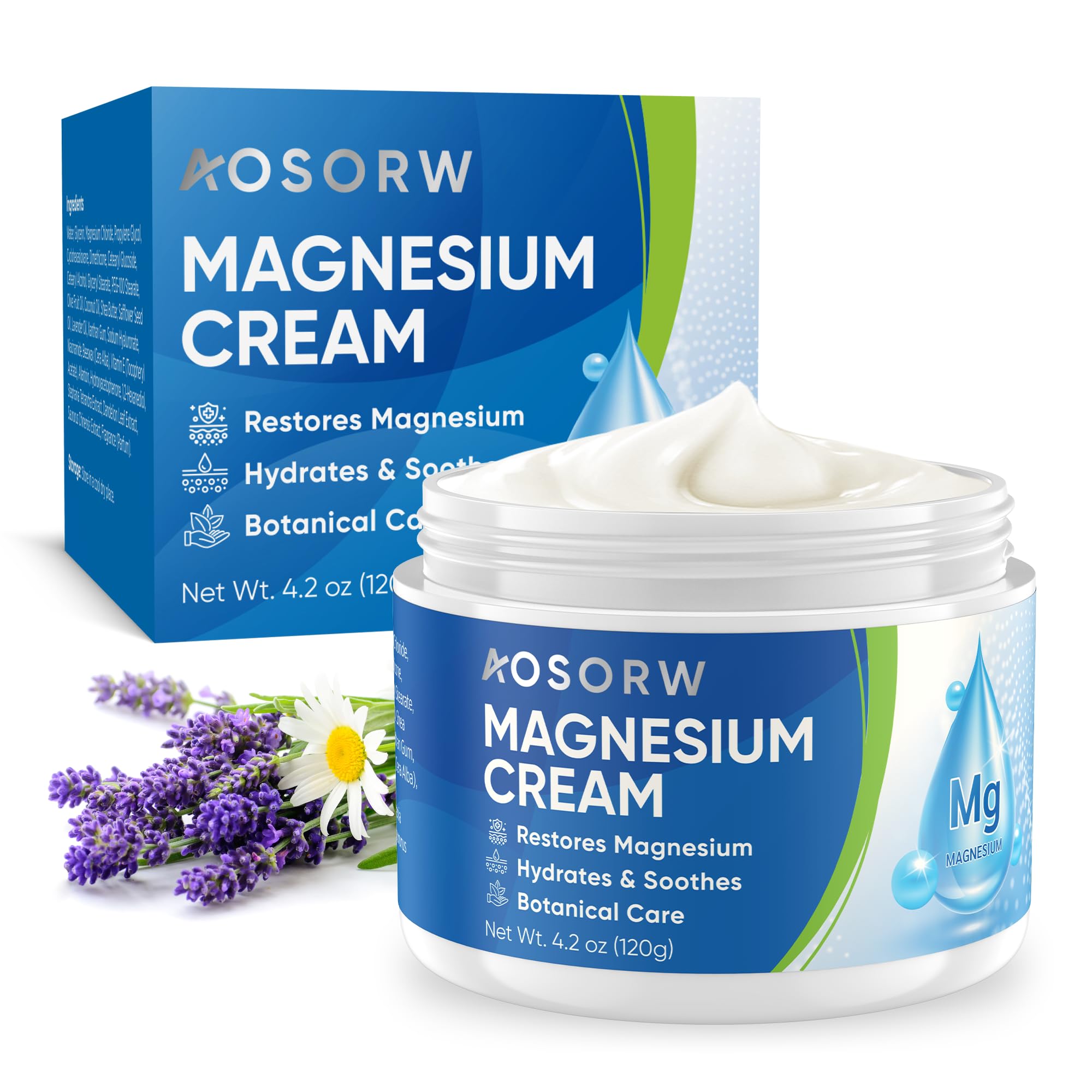 Topical Magnesium Cream for Sleep – Soothing Magnesium Lotion for Legs, Feet, and Body – Infused with Natural Herbal Extracts – 4.2oz / 120ml (Pack of 1)