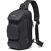 SMONT Sling Bag Crossbody for Men, 14.2 inch Anti Theft Waterproof Chest Shoulder Bag with USB Charging Port