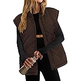 Zeagoo Womens Oversized Puffer Vest Zip Up Stand Collar Lightweight Sleeveless Warm Outerwear Padded Jacket Winter Coat S-XXL