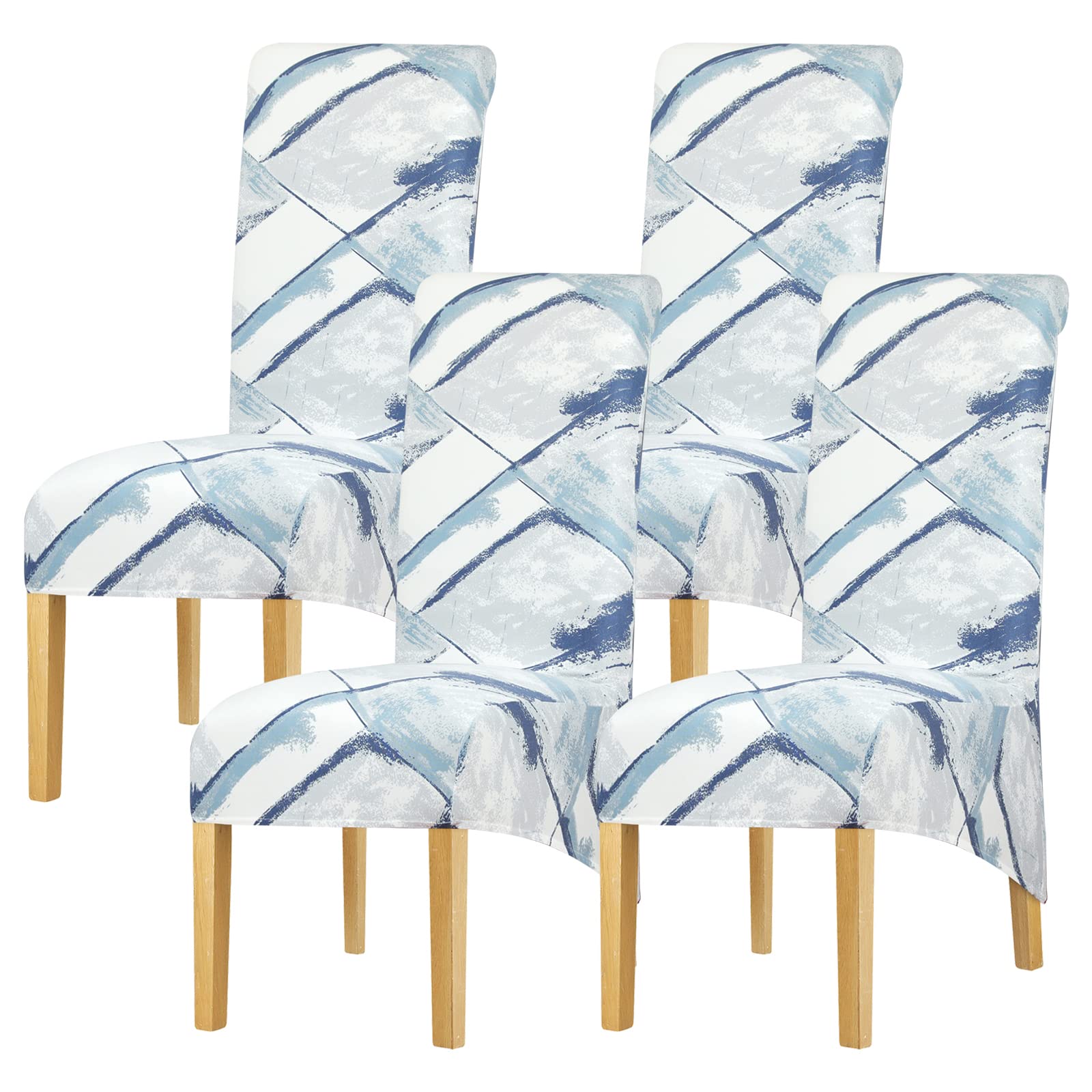Leorate XL Size High Back Chair Covers Stretch Printing Floral Chair Slipcovers for Dining Room Banquet Party Home Decor (Pack of 4, Color Y012) — image 1