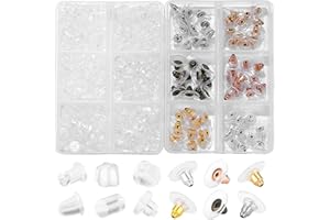 MAIBAOTA Earring Backs Replacements, 12 Styles Clear Rubber and Metal Earring Backs for Studs, 610 Pcs Hypoallergenic Plastic Earring Stoppers