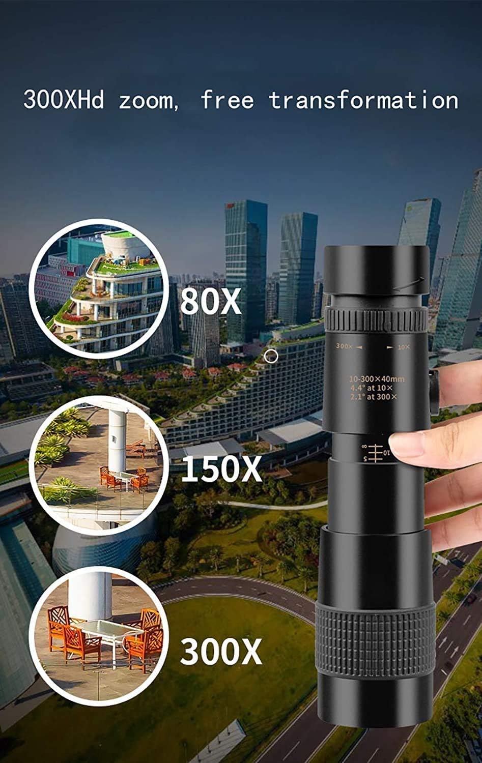 4K 10-300X40Mm Super Telephoto Zoom Monocular Telescope, Monocular Telescope for Mobile Phone, with Smartphone Adapter Tripod Suit for Hiking Camping Bird Watching Best Gifts for Men: Arts, Crafts & Sewing