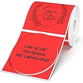 YIKIADA Red Thermal Labels 2 Inch Circle Vinyl Waterproof Stickers Self-Adhesive Round Decals Compatible with M110/M220 180 PCS