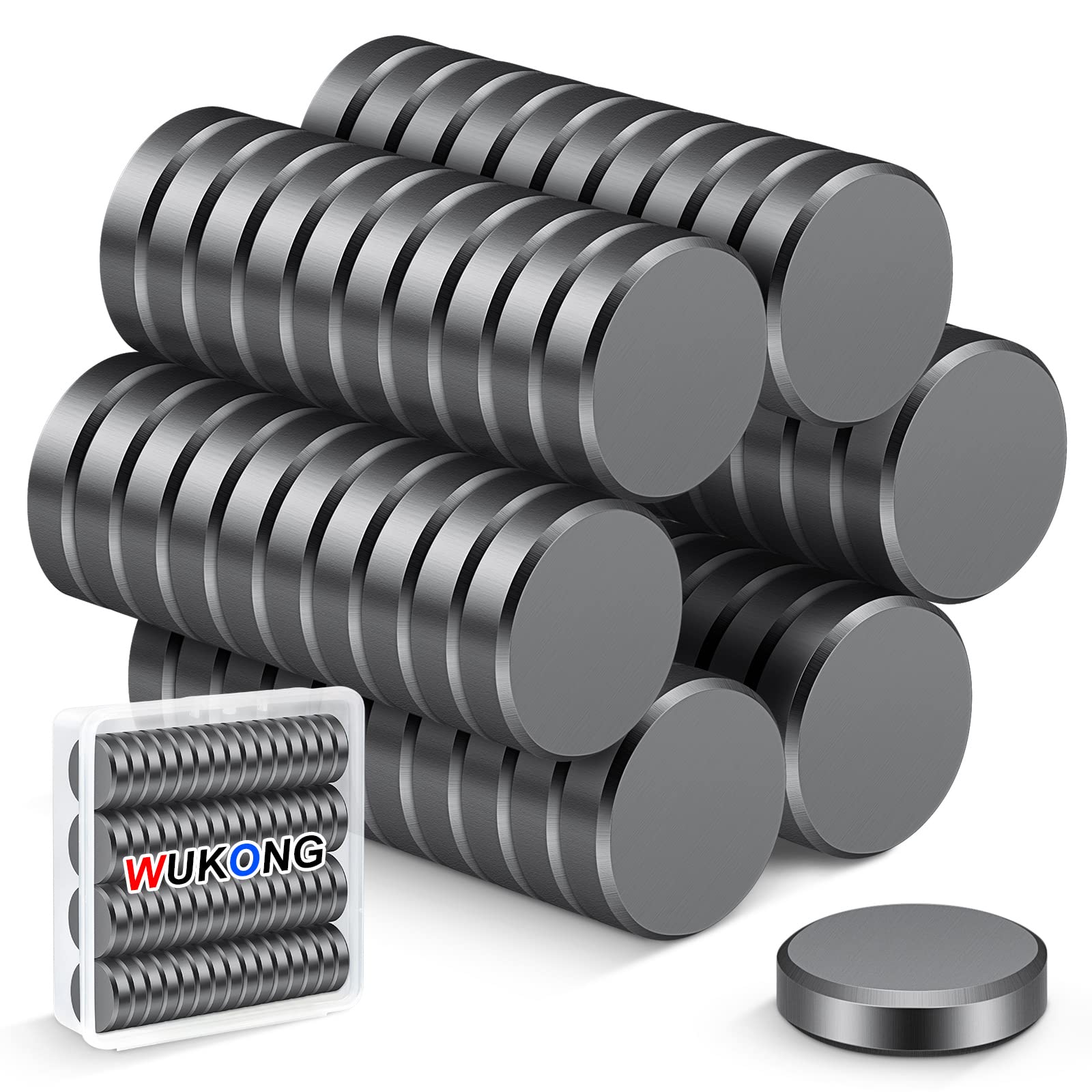 Wukong 60 Pack Whiteboard Magnets Strong, 18×5mm Fridge Magnet Ferrite Magnets for Office, Notice Board and School