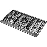 Empava 36 Inch Gas Stove Cooktop 5 Italy Sabaf Sealed Burners NG/LPG Convertible in Stainless Steel