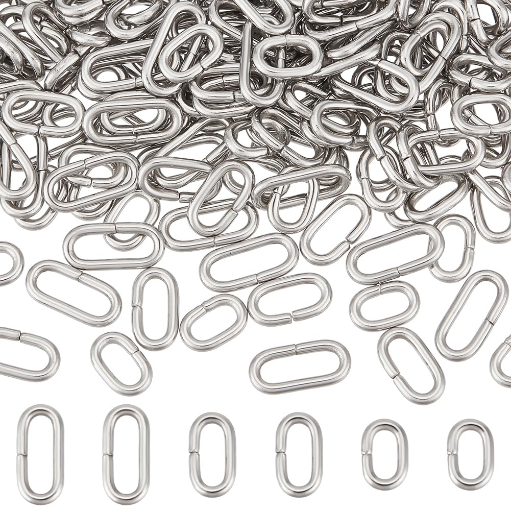 UNICRAFTALE About 240Pcs Oval Linking Connector 3 Sizes Stainless Steel Linking Rings Metal Closed but Unsoldered Oval Jump Ring Jewelry Making Keychain for Jewelry Making Accessories