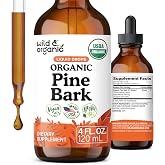 USDA Organic Pine Bark Drops - Antioxidant Support Supplement - 4 fl oz | French Maritime Pine Bark Extract Tincture - 5-Month Supply - Pinus Pinaster Supplement - Vegan, No Sugar &amp; Alcohol-Free