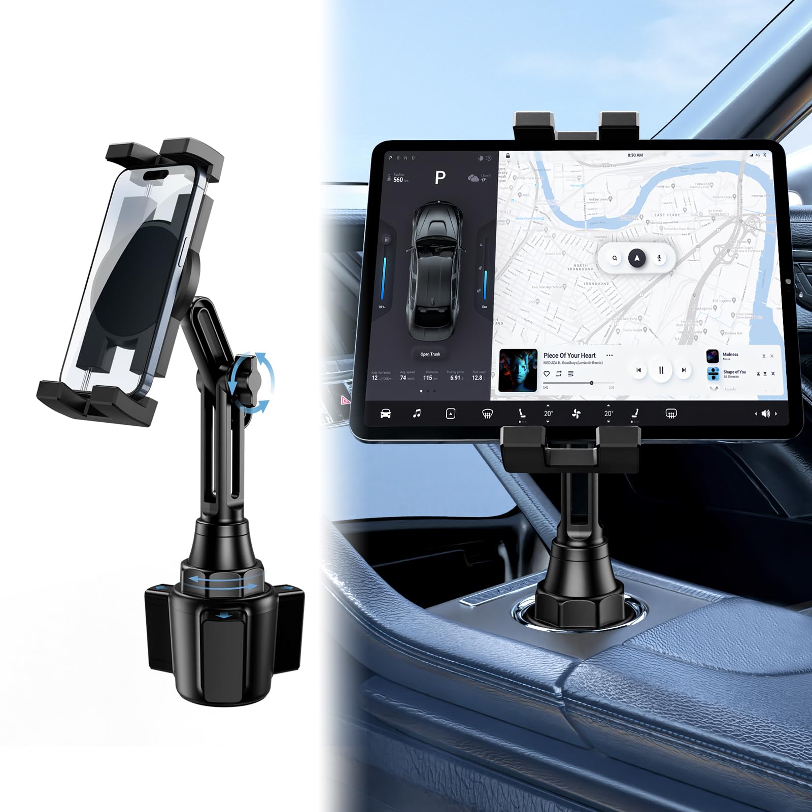 Photo 1 of Tablet Holder for Car, Car Cup iPad Holder Mount, [Upgraded Version] Universal Cup Cradle, Long Adjustable Neck, for 4.7-13 Cell Tablet/Phone Stand for iPad, iPhone, Galaxy, Google, Switch and more