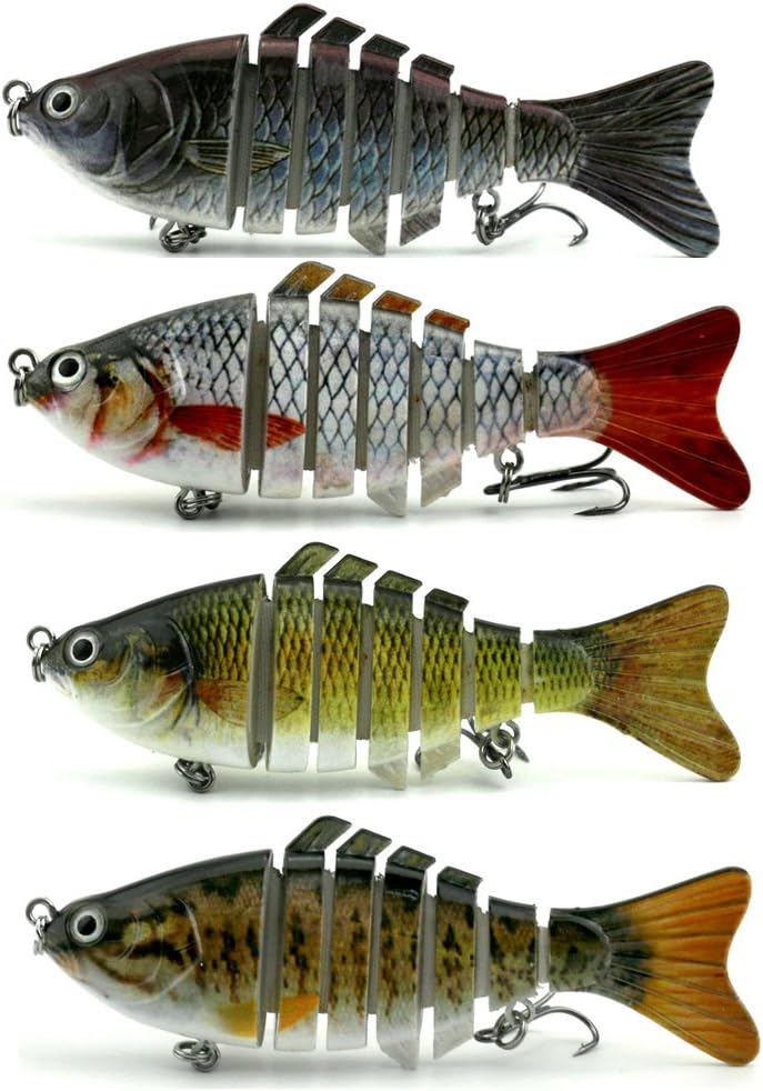 Apusale Fishing Bass Lure Multi Jointed Lifelike Trout Swimbait Hard Crankbait Treble Hooks