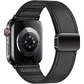 Eweison Genuine Leather Band Compatible with Apple Watch Band 44mm 45mm 46mm 49mm for Men Women,Adjustable Magnetic Strap Top Grain Leather Wristband for iWatch Series 11 10 9 8 7 6 SE 5 4 Ultra 3 2 1
