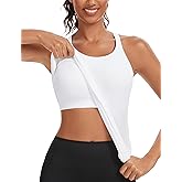 MathCat Seamless Workout Tank Tops for Women with Built in Bra, Ribbed Racerback Athletic Yoga Camisole