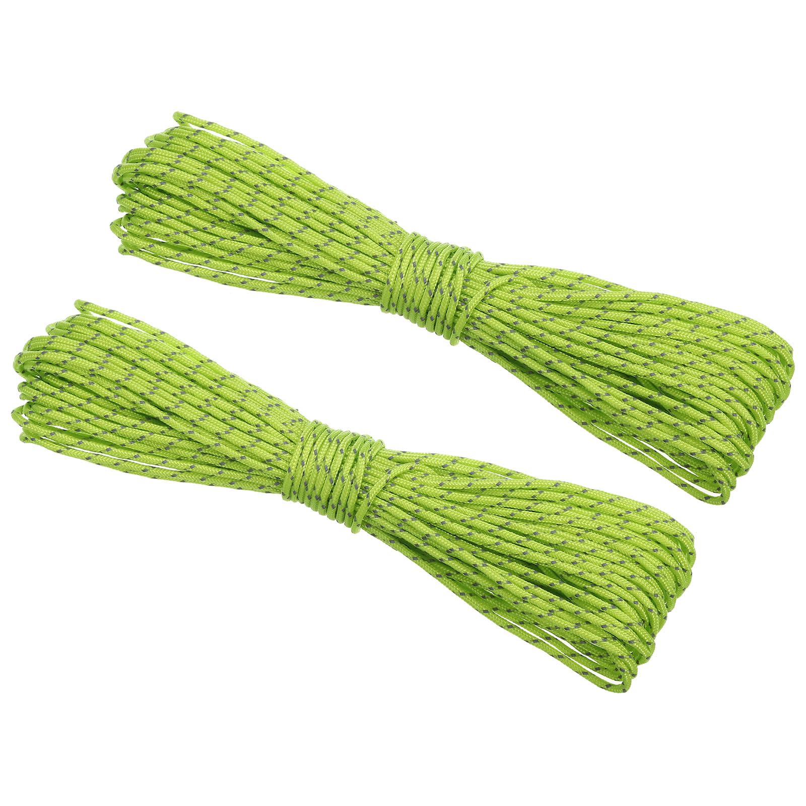 PATIKIL 65 Feet Reflective Guyline Camping Paracord, 2Pcs 2mm Tent Cord Guyline Rope Nylon Paracord Rope for Camping Tent Tarp Hiking, Fluorescent Green (20M)