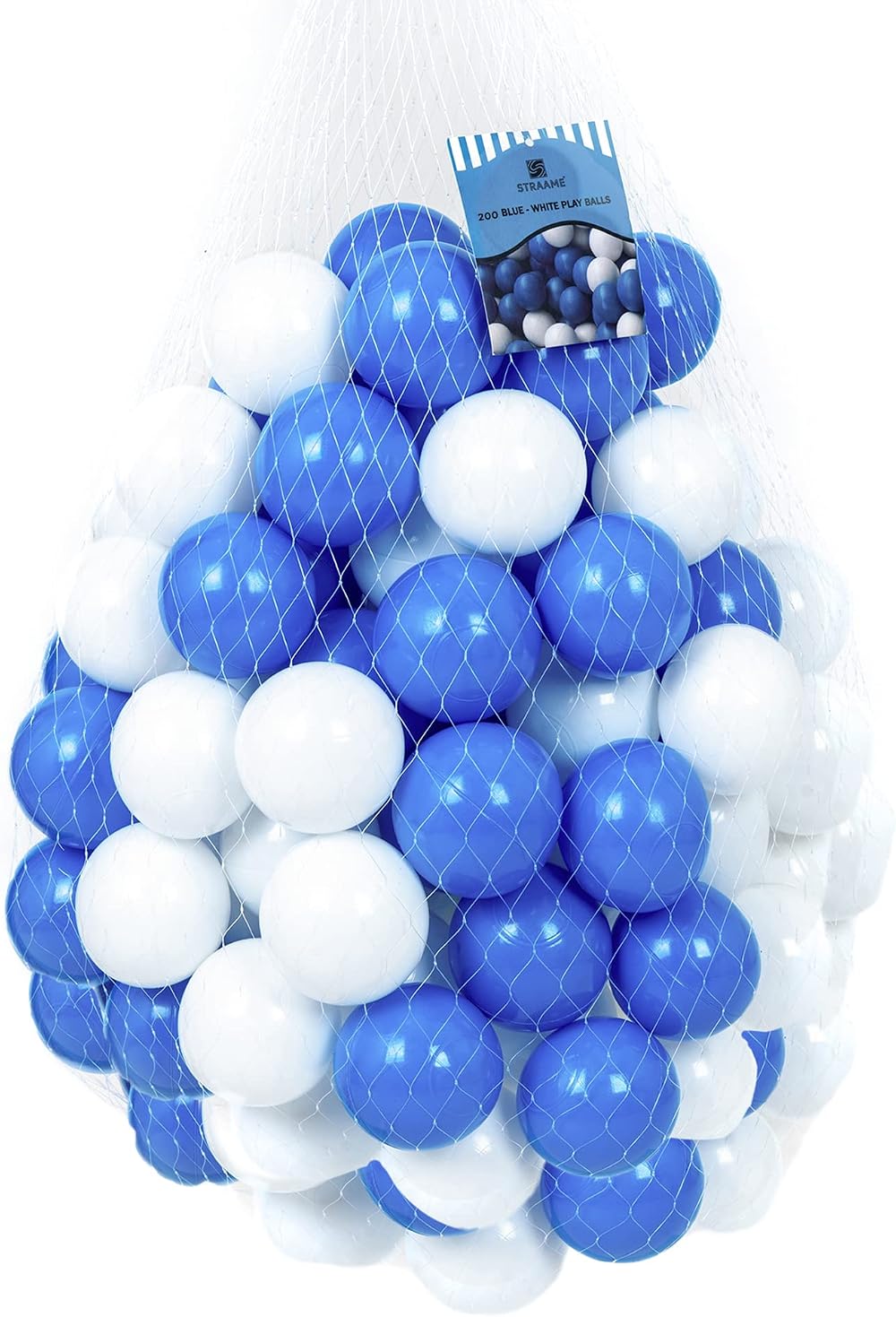 Straame Playballs Small Colourful Plastic Balls 200 Pack Blue White