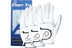 FINGER TEN Mens All Premium Soft Cabretta Leather Tour Fit Grip Left Hand Lh Right Hand Rh with Cadet Size Golf Gloves Value 3 Pack Size from Small to XXL