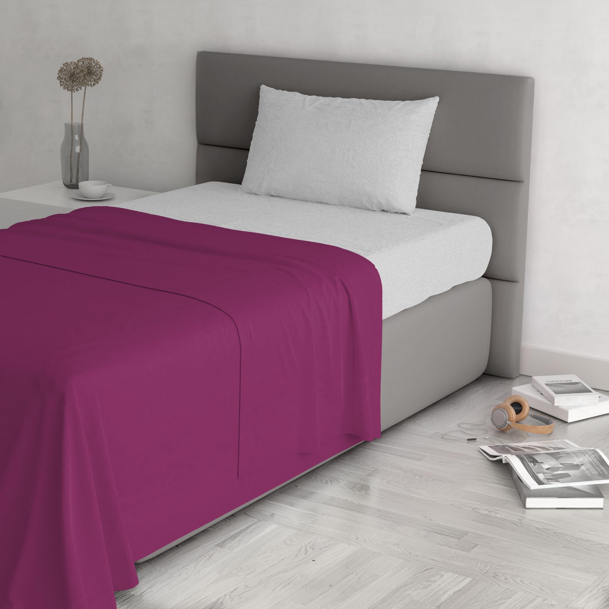 Trend Chic Bed Set 100% Cotton Made in Italy, Single, Fuchsia